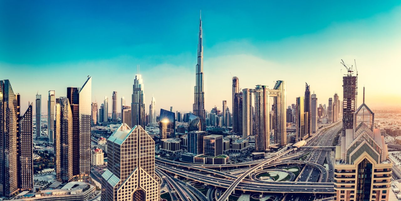 burj khalifa in dubai downtown skyscrapers highrise architecture at sunset